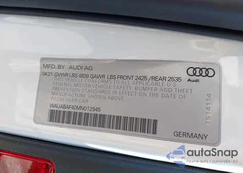 2021 Audi A4 Premium 40 Tfsi Quattro S Tronic из США, поврежденный, VIN WAUABAF40MN012945